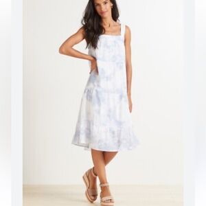 RAILS Anthropologie Amaya Cascade Tie Dye Midi 100% Cotton Dress in Sky Blue XS